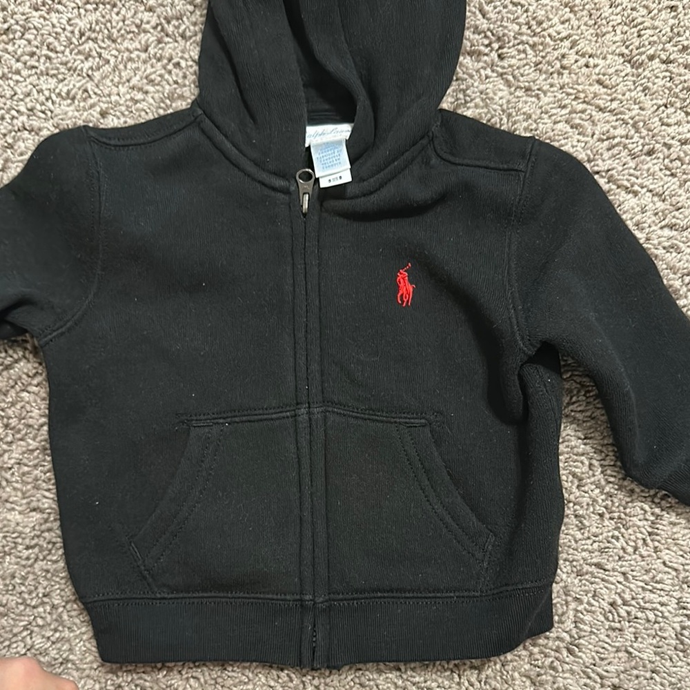 Polo by Ralph Lauren Black and Red Zip-Up Hoodie